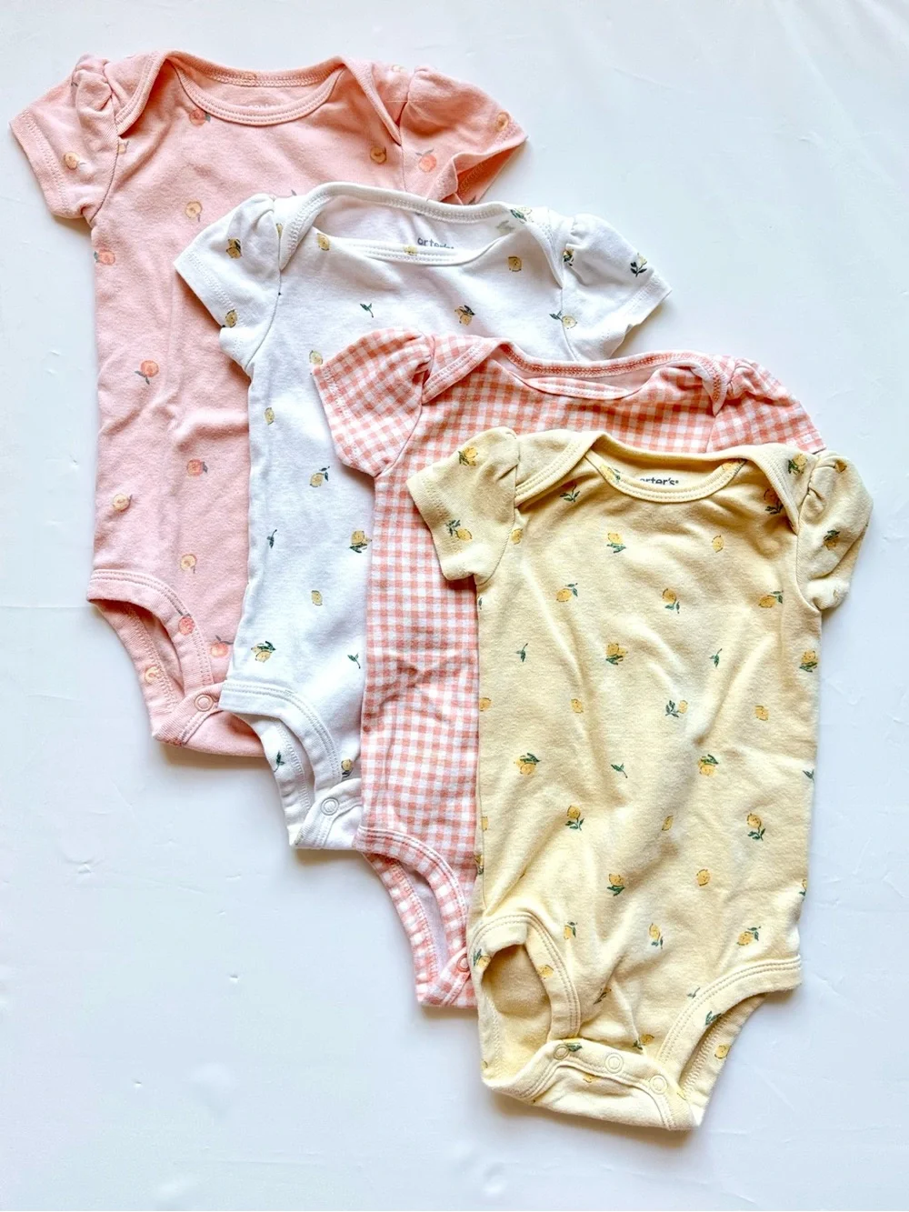 Carter’s Peach and Yellow Floral Short-Sleeve Baby One-Piece (4-Pack)